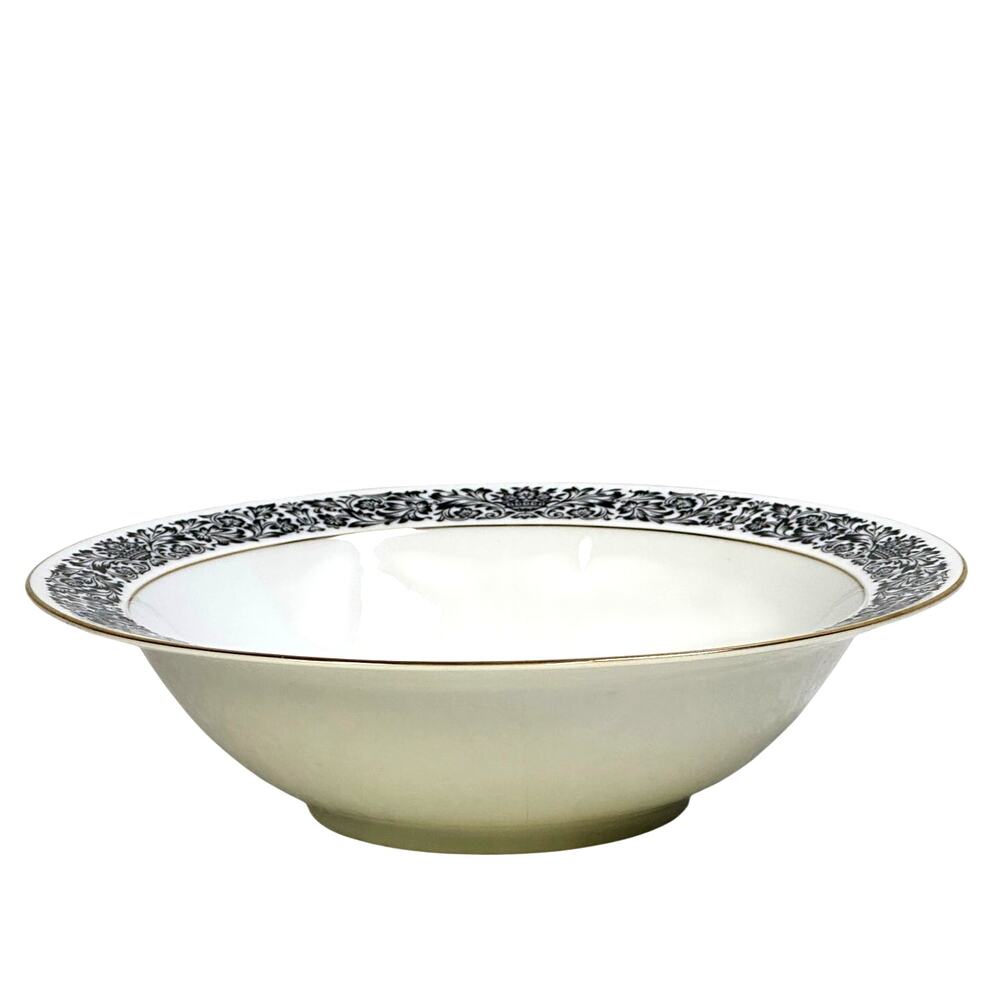 Four Crown China 'Monte Carlo' 383 Black/White/Gold Round Serving Bowl-Excellent